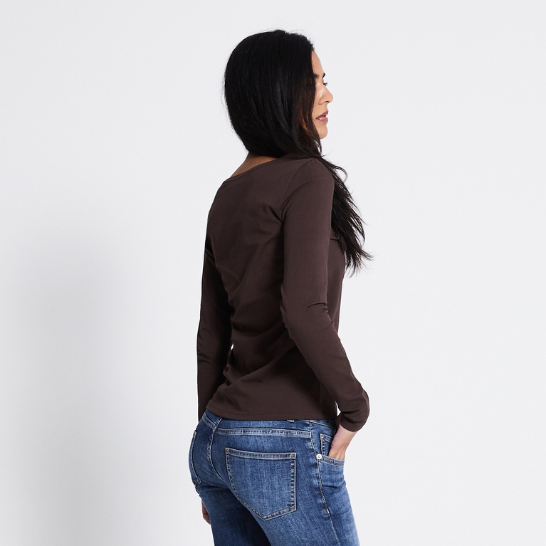Basic long sleeve top "Fredrika" Brown